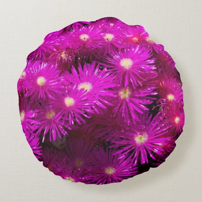 Pink-Aster-Blume Rundes Kissen (Rückseite)