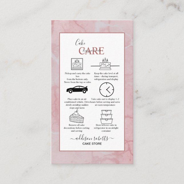 Pink-Ästhetik-Cake-Care-Visitenkarte Visitenkarte (Vorderseite)