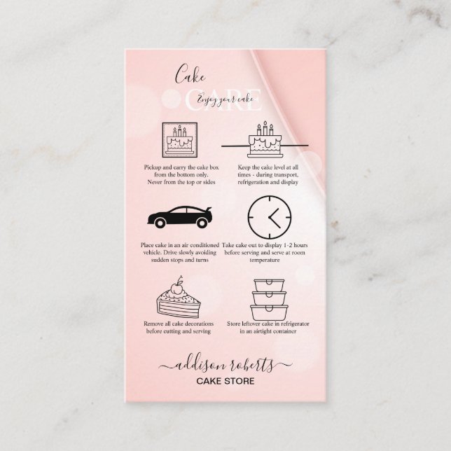 Pink-Ästhetik-Cake-Care-Visitenkarte Visitenkarte (Vorderseite)
