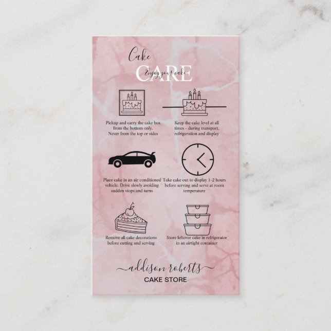 Pink-Ästhetik-Cake-Care-Visitenkarte Visitenkarte (Vorderseite)