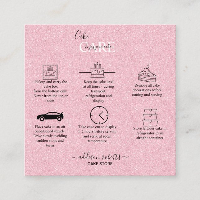 Pink-Ästhetik-Cake-Platz-Visitenkarte Quadratische Visitenkarte (Vorderseite)