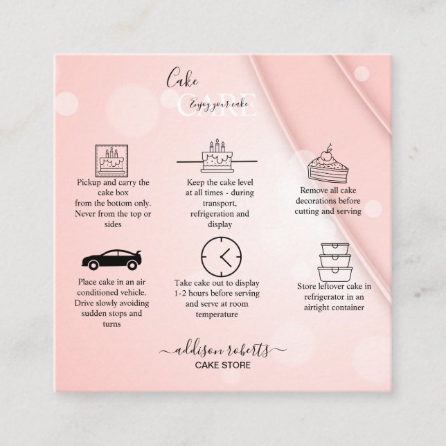 Pink-Ästhetik-Cake-Platz-Visitenkarte Quadratische Visitenkarte (Vorderseite)