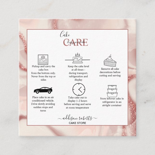 Pink-Ästhetik-Cake-Platz-Visitenkarte Quadratische Visitenkarte (Vorderseite)