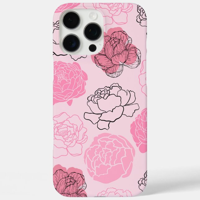 Pink-Ästhetische Blume Muster iPhone 16 Pro Max Hülle (Rückseite)