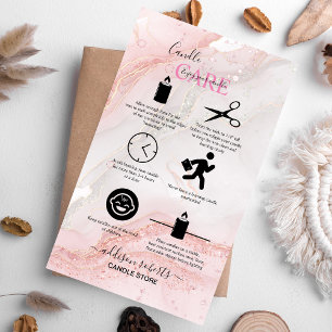 Pink-ästhetische Candle Care-Visitenkarte Visitenkarte