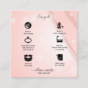 Pink-ästhetische Juwelierpflegekarte Quadratische Visitenkarte