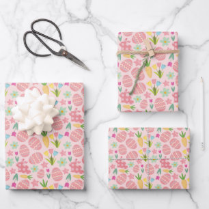 Pink Ästhetischer Frühling Ostern Thema Geschenkpapier Set