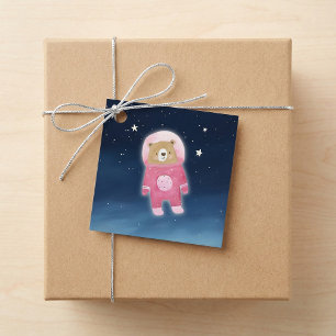 Pink Astronaut Bear Space Baby Dusche Gefallen Tag Geschenkanhänger