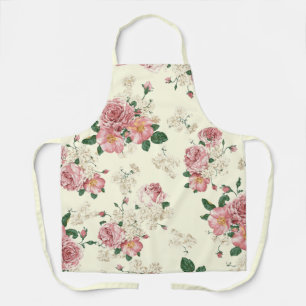 Pink auf gelbem vintage Blumenmuster  Schürze