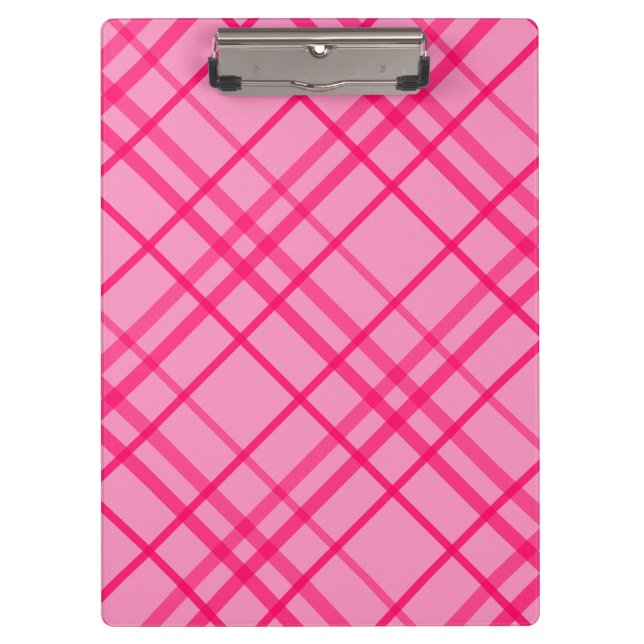 Pink auf rosa Tartan Kariertes Muster Klemmbrett (Vorderseite)