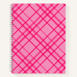 Pink auf rosa Tartan Kariertes Muster Notizbuch