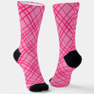 Pink auf rosa Tartan Kariertes Muster Socken