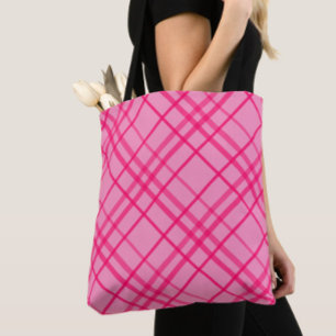 Pink auf rosa Tartan Kariertes Muster Tasche