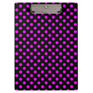 Pink auf schwarzen Polka-Punkten individuell einst Klemmbrett