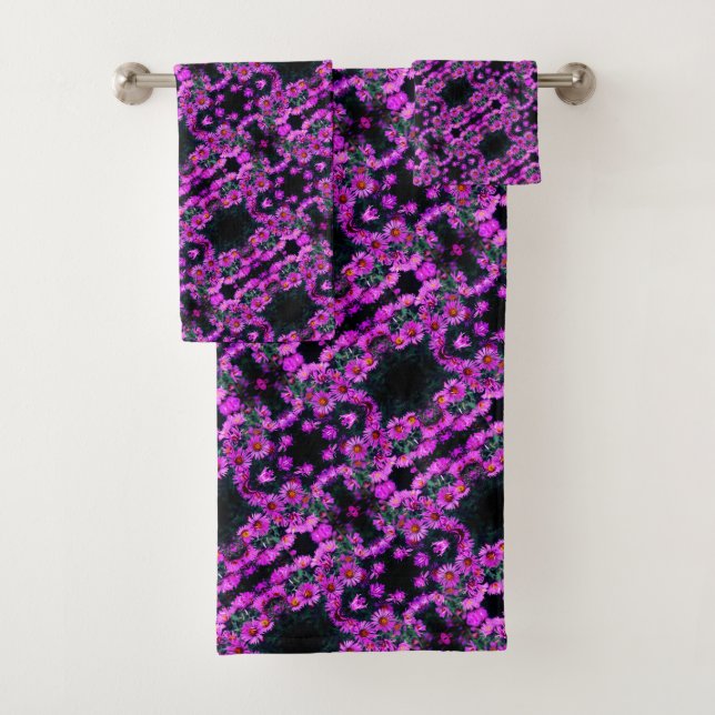 Pink Autumn Aster Flowers Abstrait Art Motif (En situation)