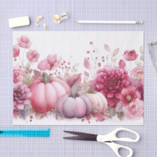 Pink Autumn Pumpkins und Blume Fall Decoupage Seidenpapier