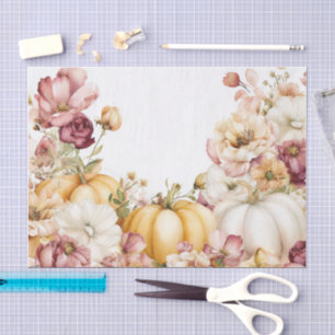 Pink Autumn Pumpkins und Blume Fall Decoupage Seidenpapier