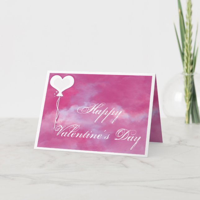 Pink avec Ballons de Coeur Blanc Carte Saint Valen (Devant)