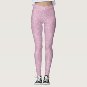 Pink avec dentelle florale Leggings Motifs