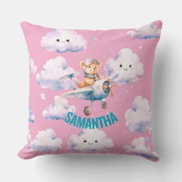 Pink Aviator Teddy Bear Throw Kissen