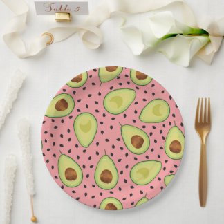 Pink Avocado Pattern Pappteller
