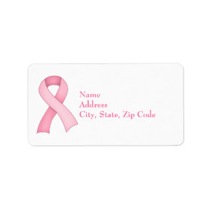 Pink Awareness Ribbon Étiquettes 0001
