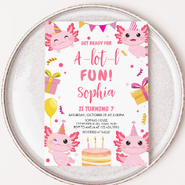 Pink Axolotl Alotl Geburtstagsparty Einladung