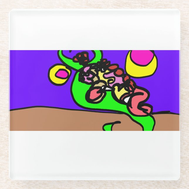 Pink axolotl art glasuntersetzer (Vorderseite)