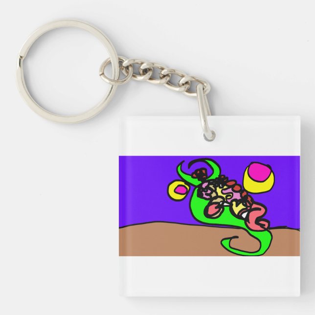 Pink axolotl art schlüsselanhänger (Vorderseite)