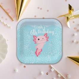 Pink Axolotl Geburtstagsparty Pappteller