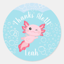 Pink Axolotl Unterwasser Geburtstagsparty Gefallen Runder Aufkleber