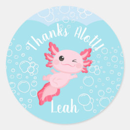 Pink Axolotl Unterwasser Geburtstagsparty Gefallen Runder Aufkleber