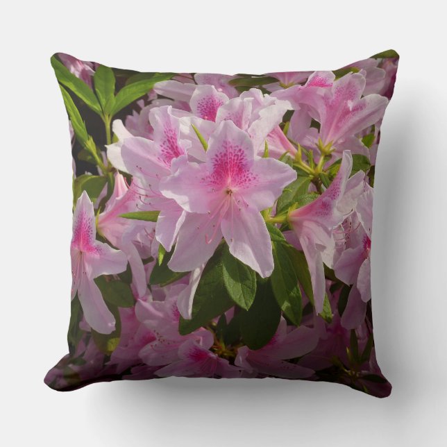 Pink Azalea Bush Frühjahr Floral Kissen (Vorderseite)