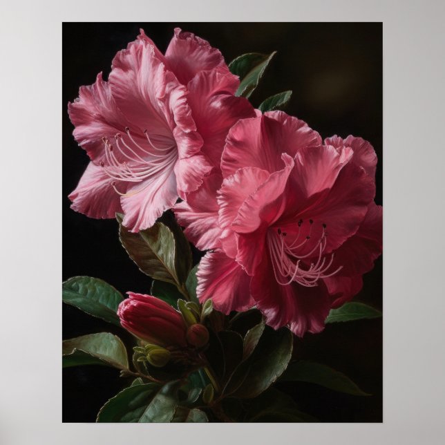 Pink Azalea Flowers Art Imprimer Poster (Devant)