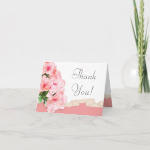 Pink Azalea & Ribbon Wedding Vielen Dank Dankeskarte