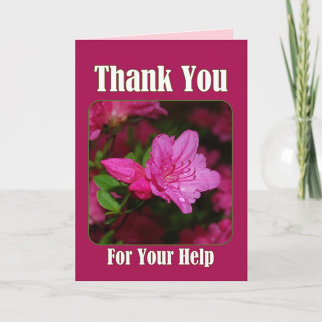Pink Azalea Vielen Dank für Ihre Hilfe Dankeskarte (Vorderseite)
