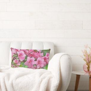 "PINK AZALEAS" DEKORATIVE LUMBAR DURCH PILLOW LENDENKISSEN