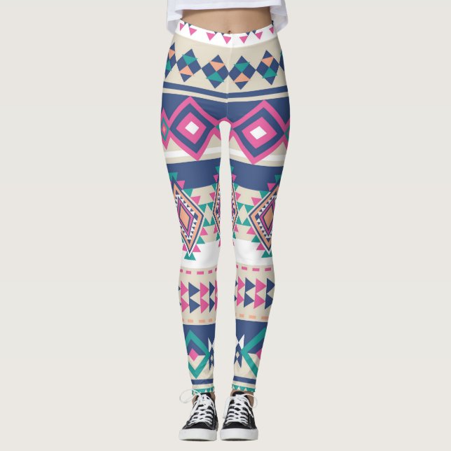 Pink Aztec Blend Frauen Leggings (Vorderseite)