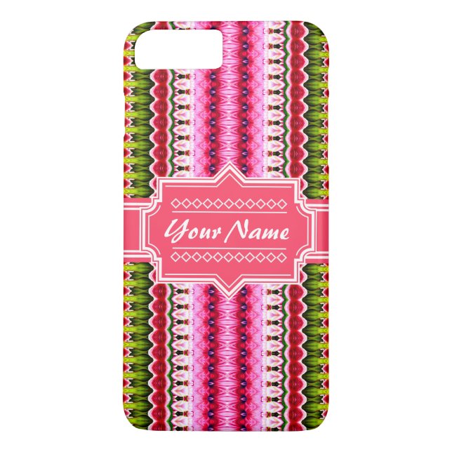 Pink Aztec Tribal Ikat Personalisierter Name Case-Mate iPhone Hülle (Rückseite)