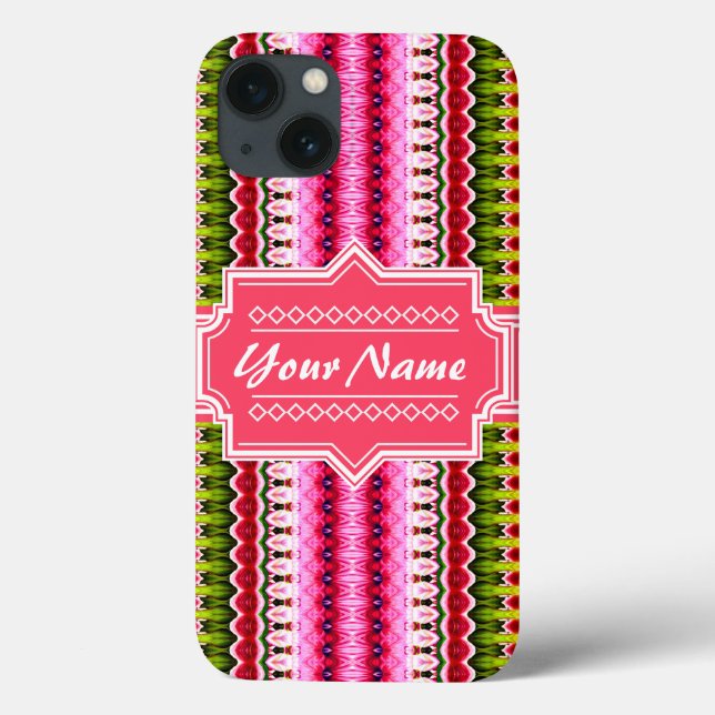 Pink Aztec Tribal Ikat Personalisierter Name Case-Mate iPhone Hülle (Rückseite)