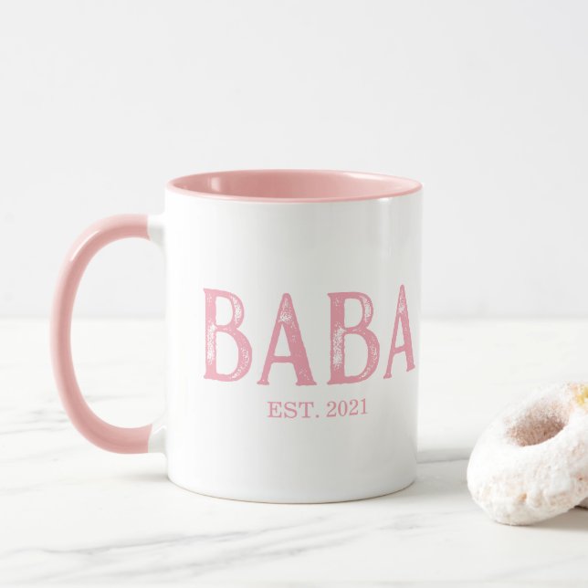 Pink Baba Jahr etabliert Tasse (Mit Donut)