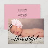 Pink Baby Announction Dankbares Script, schwarz