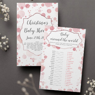 Pink "Baby around the world" Glam Baby Shower Game