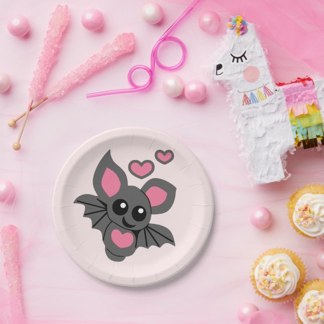Pink Baby Bat Pappteller (Party)