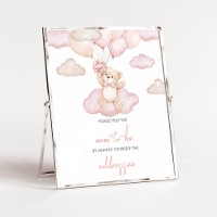 Pink Baby Bear Balloon BabyShower Envelope Station
