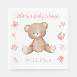 Pink Baby Bear Girl Niedlich Baby Dusche Serviette