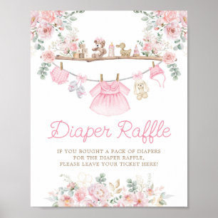 Pink Baby Bekleidung Blumenkleidung Windeln Windel Poster