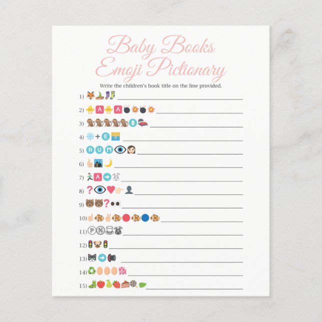 Pink Baby Books Emoji Pictionary Game (Vorderseite)