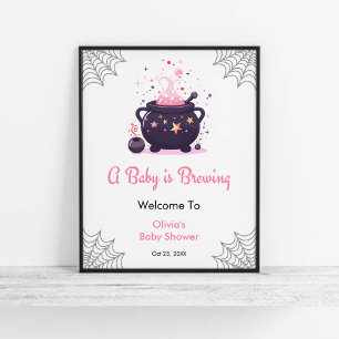 Pink Baby Breet Halloween Baby Dusche Willkommen Poster