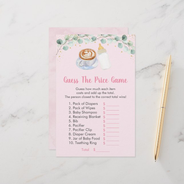 Pink Baby brütet Kaffee Ratschläge, das Preisspiel (Vorderseite/Rückseite Beispiel)